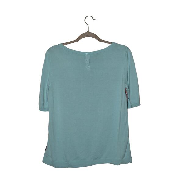 TALBOTS $68 Blue Paisley Leopard Print Lightweight Woven Knit‎ Sweater Small - Picture 2 of 3